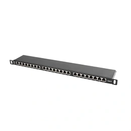 Lanberg Patch Panel (19", 0,5U, 24 port, CAT6, árnyékolt, fekete)