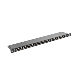 Lanberg Patch Panel (19", 0,5U, 24 port, CAT6, árnyékolt, fekete)