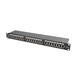 Lanberg Patch Panel (19", 1U, 24 port, CAT5e, árnyékolt, fekete)