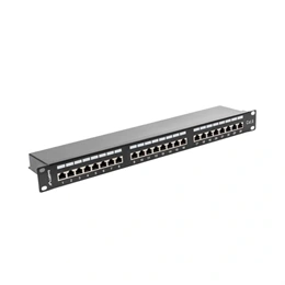 Lanberg Patch Panel (19", 1U, 24 port, CAT6, árnyékolt, fekete)