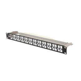 Lanberg Patch Panel (19", 1U, 48 port, FTP, tehermentesítő, fekete)
