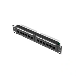 Lanberg Patch panel (10", 1U, 12 port, CAT6, fekete)