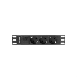 Lanberg Rackmount elosztó (10", 1U, 3 aljzat, 2 m, Schuko, C14, 10 A, fekete)