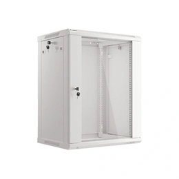 Lanberg fali rackszekrény 15U (19", 600x450 mm, edzett üvegajtó, lapraszerelt, szürke)