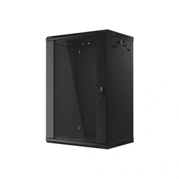 Lanberg fali rackszekrény (19", 18U, 600x450 mm, üvegajtó, lapraszerelt, fekete)