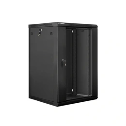 Lanberg fali rackszekrény (19", 18U, 600x600 mm, edzett üvegajtó, lapraszerelt, fekete)