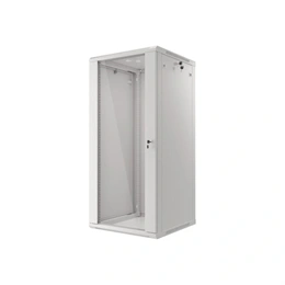 Lanberg fali rackszekrény (19", 27U, 600x600 mm, üvegajtó, lapraszerelt, szürke)