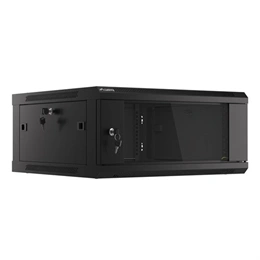 Lanberg fali rackszekrény (19", 4U, lapraszerelt, 600x600 mm, fekete)