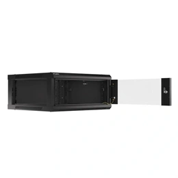 Lanberg fali rackszekrény (19", 4U, lapraszerelt, 600x600 mm, fekete)