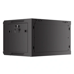 Lanberg fali rackszekrény (19", 6U, 600x450 mm, perforált ajtó, lapraszerelt, fekete)
