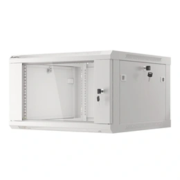 Lanberg fali rackszekrény (19", 6U, 600x600, üvegajtó, lapraszerelt, szürke)