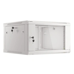 Lanberg fali rackszekrény (19", 6U, 600x600, üvegajtó, lapraszerelt, szürke)