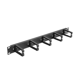 Lanberg gyűrűs kábelrendező panel (19", 1U, 5 műanyag gyűrű, fekete)