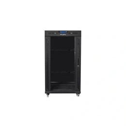Lanberg rackszekrény (19", 22U, 600x800 mm, szabadon álló, üvegajtó, lapraszerelt, LCD kijelző, fekete)