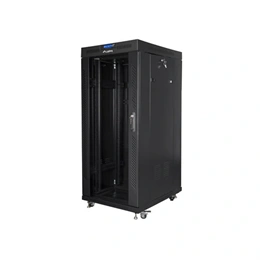 Lanberg rackszekrény (19", 27U, 800x1200 mm, szabadon álló, üvegajtó, lapraszerelt, LCD kijelző, fekete)