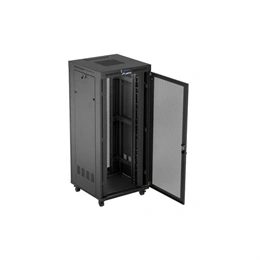 Lanberg rackszekrény (19", 37U, 800x800 mm, szabadon álló, perforált ajtó, lapraszerelt, LCD kijelző, fekete)