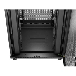 Lanberg rackszekrény (19", 37U, 800x800 mm, szabadon álló, perforált ajtó, lapraszerelt, LCD kijelző, fekete)