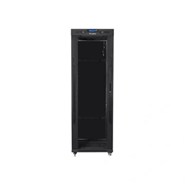 Lanberg rackszekrény (19", 37U, szabadon álló, 600x800 mm, üvegajtó, lapraszerelt, LCD kijelző, fekete)