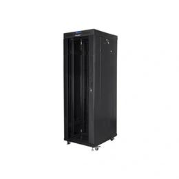 Lanberg rackszekrény (19", 37U, szabadon álló, 600x800 mm, üvegajtó, lapraszerelt, LCD kijelző, fekete)