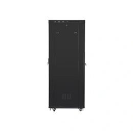 Lanberg rackszekrény (19", 42U, 800x1000mm mély, szabadon álló, üvegajtó, lapraszerelt, LCD kijelző, fekete)