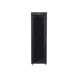 Lanberg rackszekrény (19", 42U, szabadon álló, 600x1000 mm, üvegajtó, lapraszerelt, LCD, fekete)