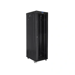 Lanberg rackszekrény (19", 42U, szabadon álló, 600x1000 mm, üvegajtó, lapraszerelt, LCD, fekete)