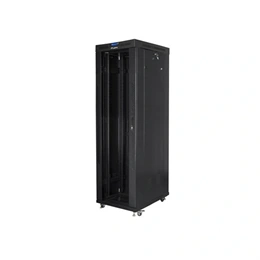 Lanberg rackszekrény (19", 42U, szabadon álló, 600x1000 mm, üvegajtó, lapraszerelt, LCD, fekete)