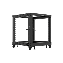 Lanberg szabadon álló rack keret (19", 12U, 600x600-1100mm mély, állítható mélység, fekete)