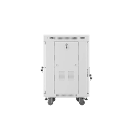 Lanberg szabadon álló rackszekrény (19", 15U, 600 mm mély, edzett üveg ajtó, lapraszerelt, LCD kijelző, szürke)