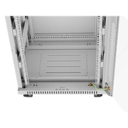Lanberg szabadon álló rackszekrény (19", 15U, 600 mm mély, edzett üveg ajtó, lapraszerelt, LCD kijelző, szürke)