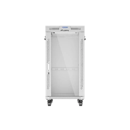 Lanberg szabadon álló rackszekrény (19", 22U, 600x800 mm, edzett üveg ajtó, lapraszerelt, LCD kijelző, szürke)