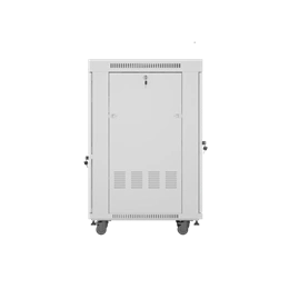 Lanberg szabadon álló rackszekrény (19", 22U, 600x800 mm, edzett üveg ajtó, lapraszerelt, LCD kijelző, szürke)