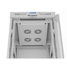 Lanberg szabadon álló rackszekrény (19", 22U, 600x800 mm, edzett üveg ajtó, lapraszerelt, LCD kijelző, szürke)