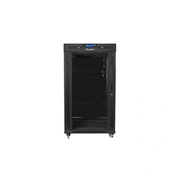 Lanberg szabadon álló rackszekrény (19", 22U, 800x1000 mm, edzett üveg ajtó, lapraszerelt, LCD, fekete)