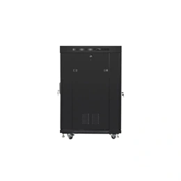 Lanberg szabadon álló rackszekrény (19", 22U, 800x1000 mm, edzett üveg ajtó, lapraszerelt, LCD, fekete)