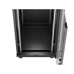 Lanberg szabadon álló rackszekrény (19", 24U, 600x800 mm, üvegajtó, lapraszerelt, LCD, fekete)