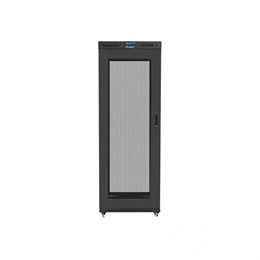 Lanberg szabadon álló rackszekrény (19", 27U, 800x1000 mm, perforált ajtó, lapraszerelt, LCD kijelző, fekete)