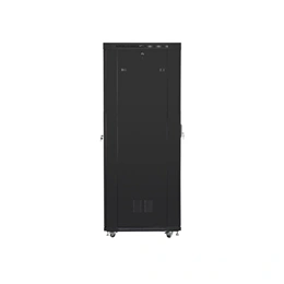 Lanberg szabadon álló rackszekrény (19", 27U, 800x1000 mm, perforált ajtó, lapraszerelt, LCD kijelző, fekete)