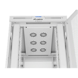 Lanberg szabadon álló rackszekrény (19", 27U, 800x1000 mm, perforált ajtó, lapraszerelt, LCD kijelző, szürke)