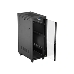 Lanberg szabadon álló rackszekrény (19", 32U, 600x1000 mm, üvegajtó, lapraszerelt, LCD, fekete)