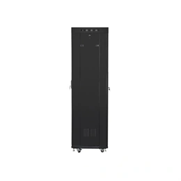 Lanberg szabadon álló rackszekrény (19", 42U, 600x600 mm, 520 mm mély, üvegajtó, lapraszerelt, LCD kijelző, fekete)