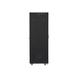 Lanberg szabadon álló rackszekrény (19", 42U, 600x800 mm, üvegajtó, lapraszerelt, LCD kijelző, fekete)