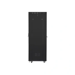 Lanberg szabadon álló rackszekrény (19", 42U, 600x800 mm, üvegajtó, lapraszerelt, LCD kijelző, fekete)