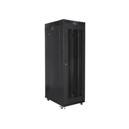 Lanberg szabadon álló rackszekrény (19", 42U, 800x1000 mm, perforált ajtó, lapraszerelt, LCD kijelző, fekete)