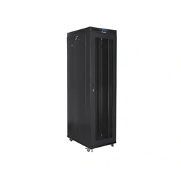 Lanberg szabadon álló rackszekrény (19", 47U, 800x1000 mm, perforált ajtó, lapraszerelt, LCD kijelző, fekete)