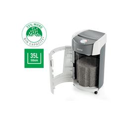 Leitz IQ OptiMax Office iratmegsemmisítő (35 l, 10 lap/80 g/m2, P-5, mikrokonfetti, 120 perc működés, fehér)