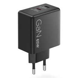 Lenovo Dual USB-C 65W GaN hálózati adapter (fekete, EU, 2x USB-C: 45W+18W, 1,5 m kábel)