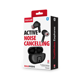 Maxell Maxpods bluetooth fejhallgató sztereo (TWS, ANC, ENC, mikrofon, transzparens mód, fekete)