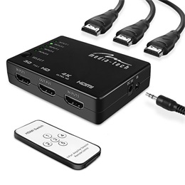 Media-Tech HDMI switch 5 portos (HDMI bemenet 5, kimenet 1, 3840x2160 60Hz HDR, IR távvezérlő, USB tápkábel, 110x60x15 m