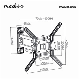 NEDIS TVWM1530BK fali TV/monitor tartó (23"-55", VESA 100x100-400x400, 30 kg, dönthető, forgatható, fekete)